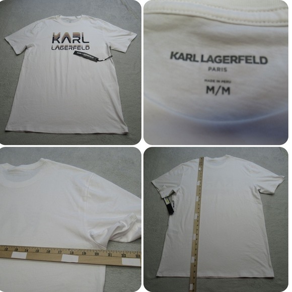 Karl Lagerfeld‎ Shirt Mens Medium White Logo Graphic Short Sleeve NEW - Picture 1 of 12
